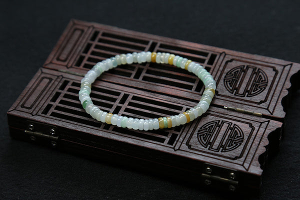 Sukhazen Natural Burmese Jade Abacus Bead Bracelet