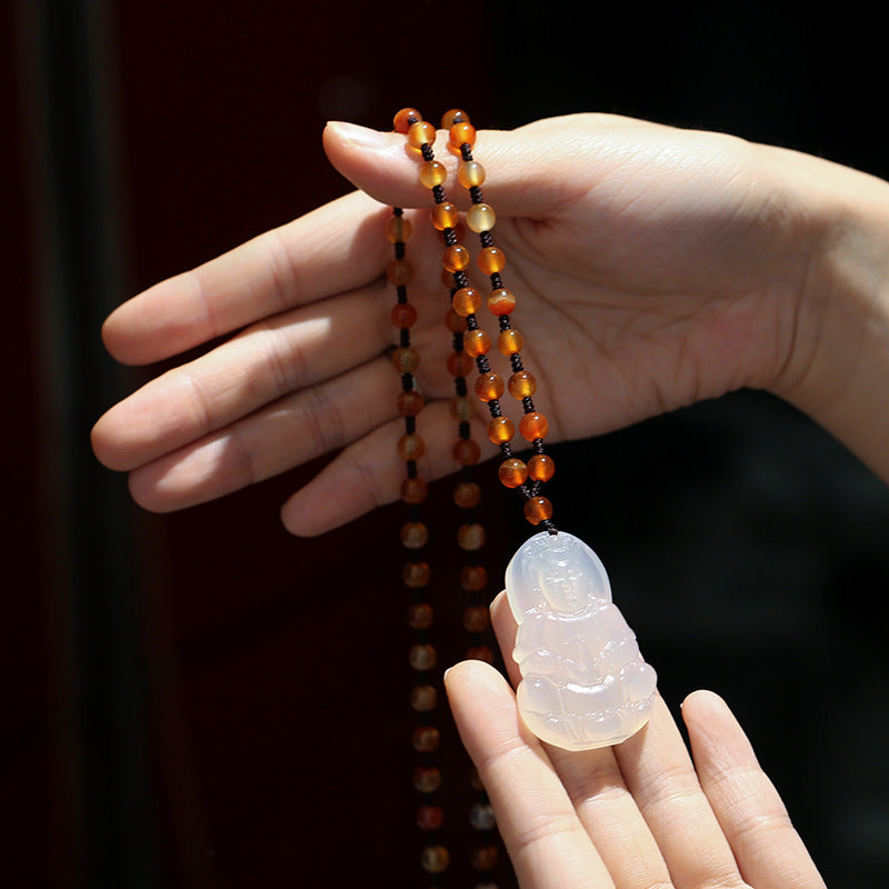 Sukhazen White Jade Buddha Necklace