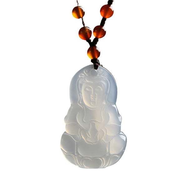 Sukhazen White Jade Buddha Necklace